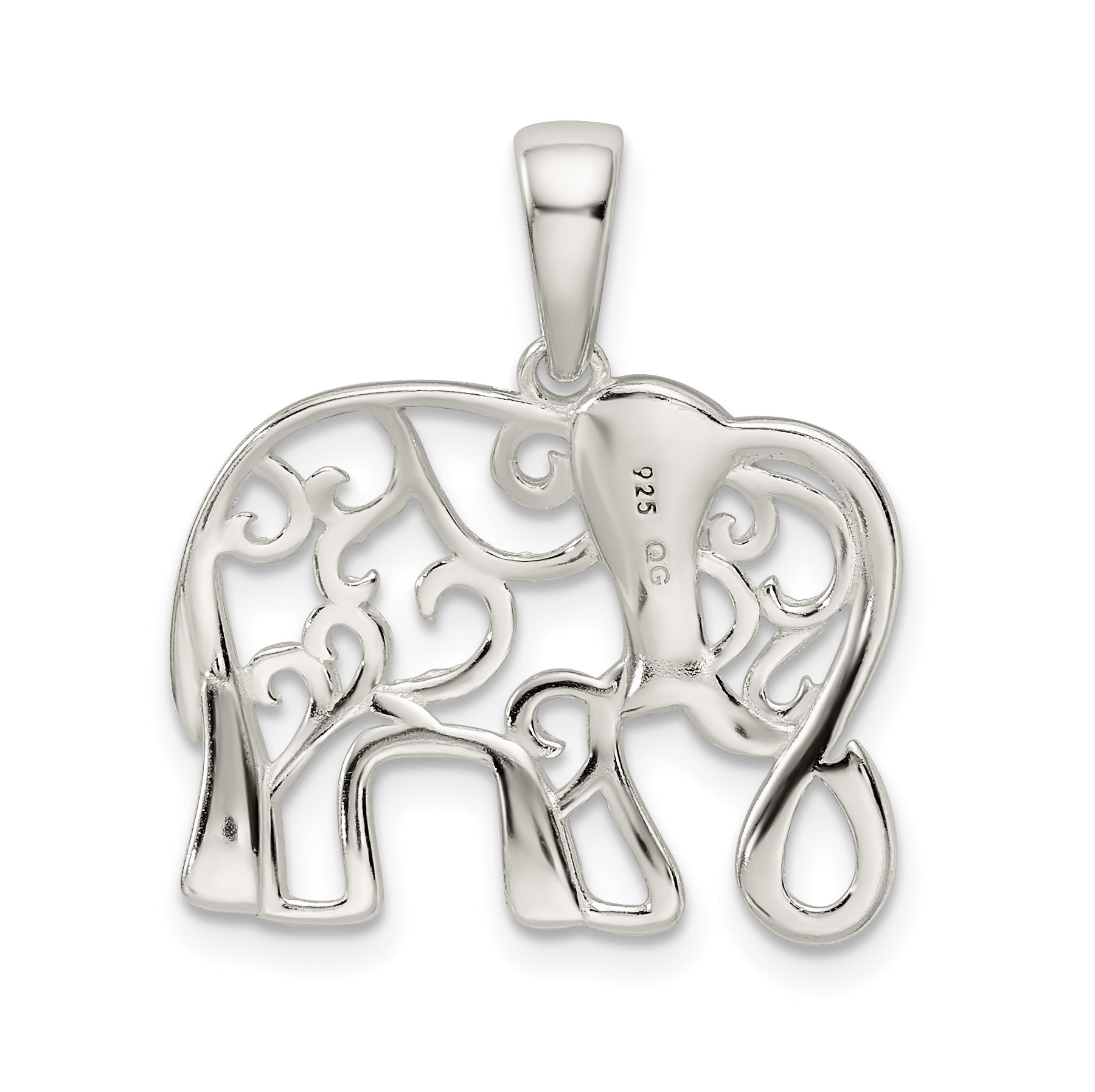 Sterling Silver Diamond-cut Elephant Pendant