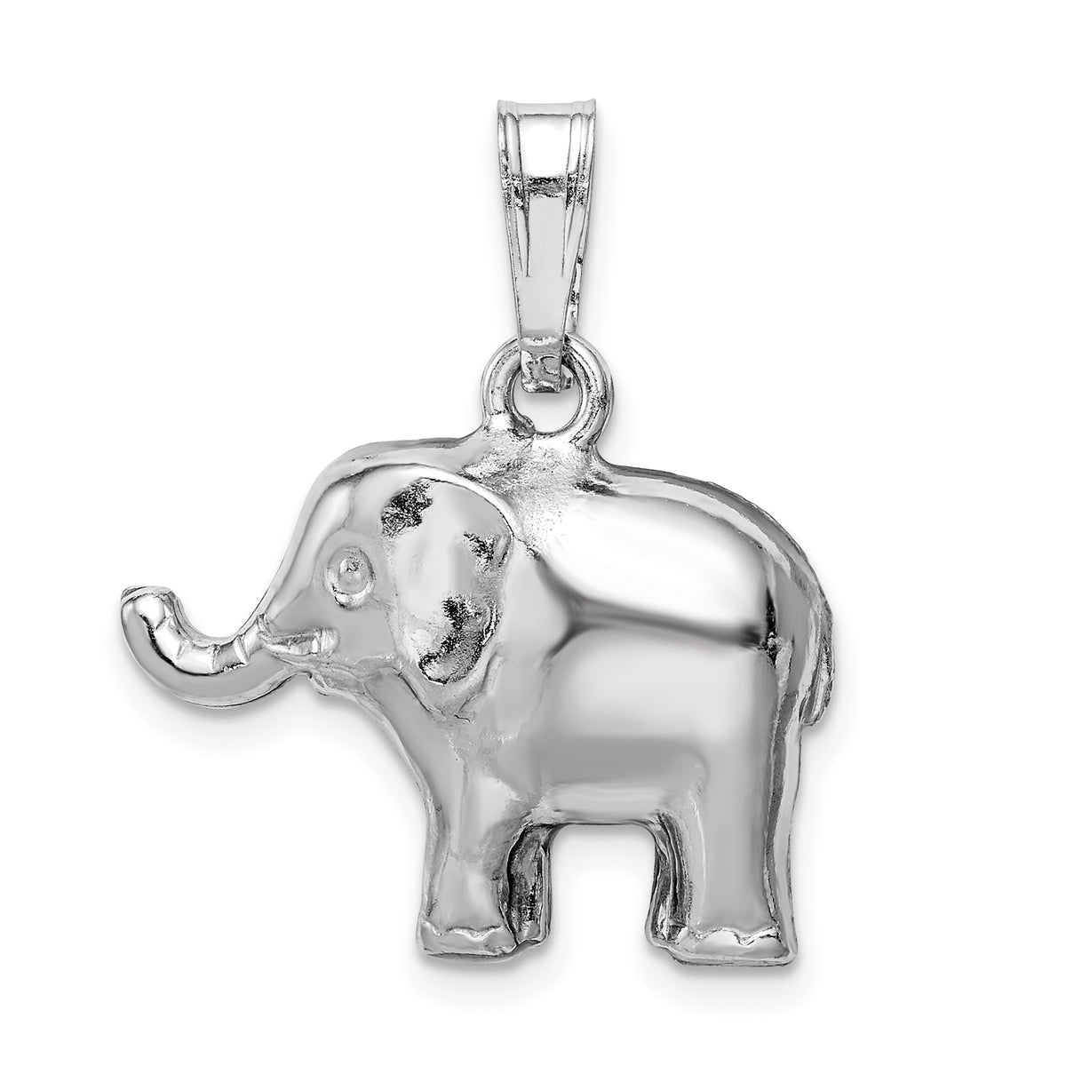 Sterling Silver Rhodium-plated Polished Elephant Pendant