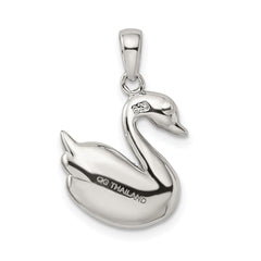 Sterling Silver Rhodium-plated Imitation Pearl Swan Pendant