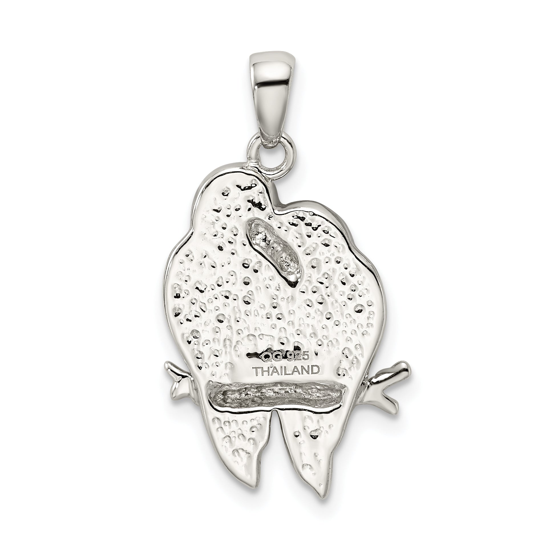 Sterling Silver Rhodium-plated Preciosa Crystal Parrot Couple Pendant