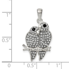 Sterling Silver Rhodium-plated Preciosa Crystal Parrot Couple Pendant