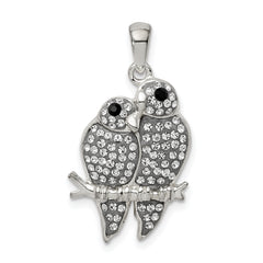 Sterling Silver Rhodium-plated Preciosa Crystal Parrot Couple Pendant