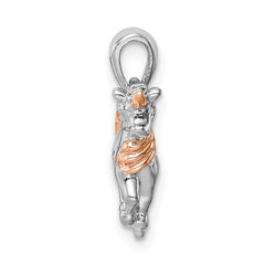 Sterling Silver Rhodium-plated Rose Gold-plated 3D Unicorn Pendant