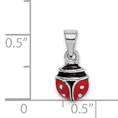 Sterling Silver RH-plated Red & Black Enamel Ladybug Children's Pendant