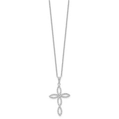 Diamond Fascination Diamond Mystique Sterling Silver Platinum-plated Diamond Cross 18 Inch Necklace