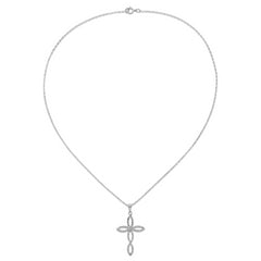 Diamond Fascination Diamond Mystique Sterling Silver Platinum-plated Diamond Cross 18 Inch Necklace