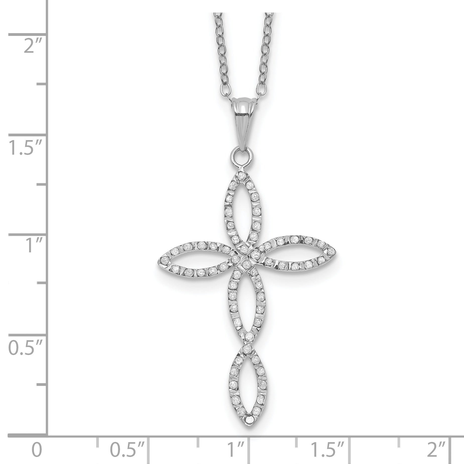 Diamond Fascination Diamond Mystique Sterling Silver Platinum-plated Diamond Cross 18 Inch Necklace