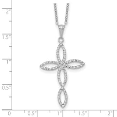 Diamond Fascination Diamond Mystique Sterling Silver Platinum-plated Diamond Cross 18 Inch Necklace