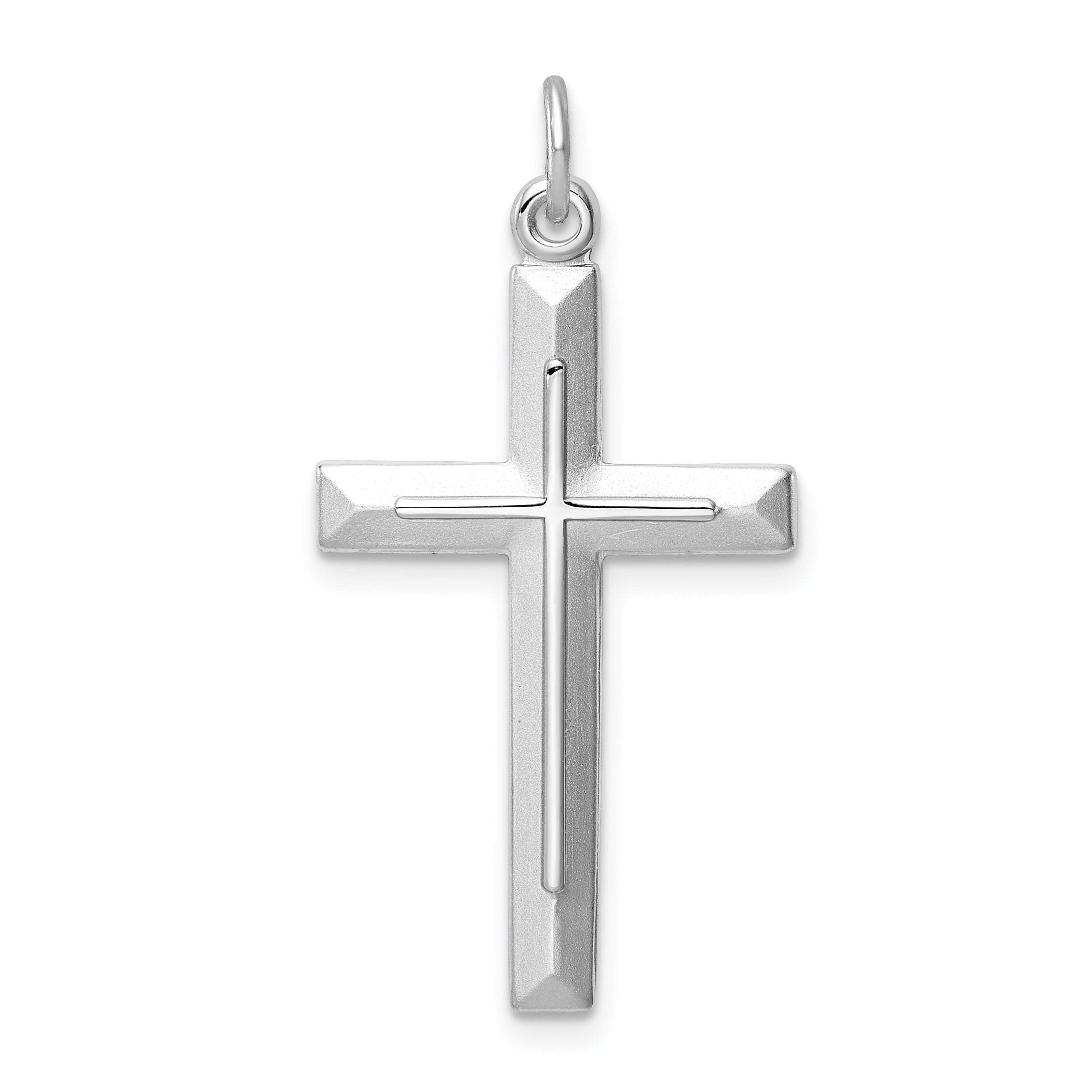 Sterling Silver Rhodium-plated Cross Pendant