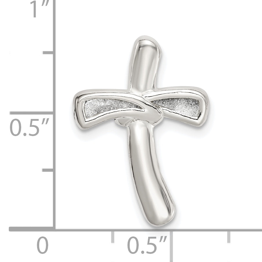 Sterling Silver Glitter Infused Cross Chain Slide