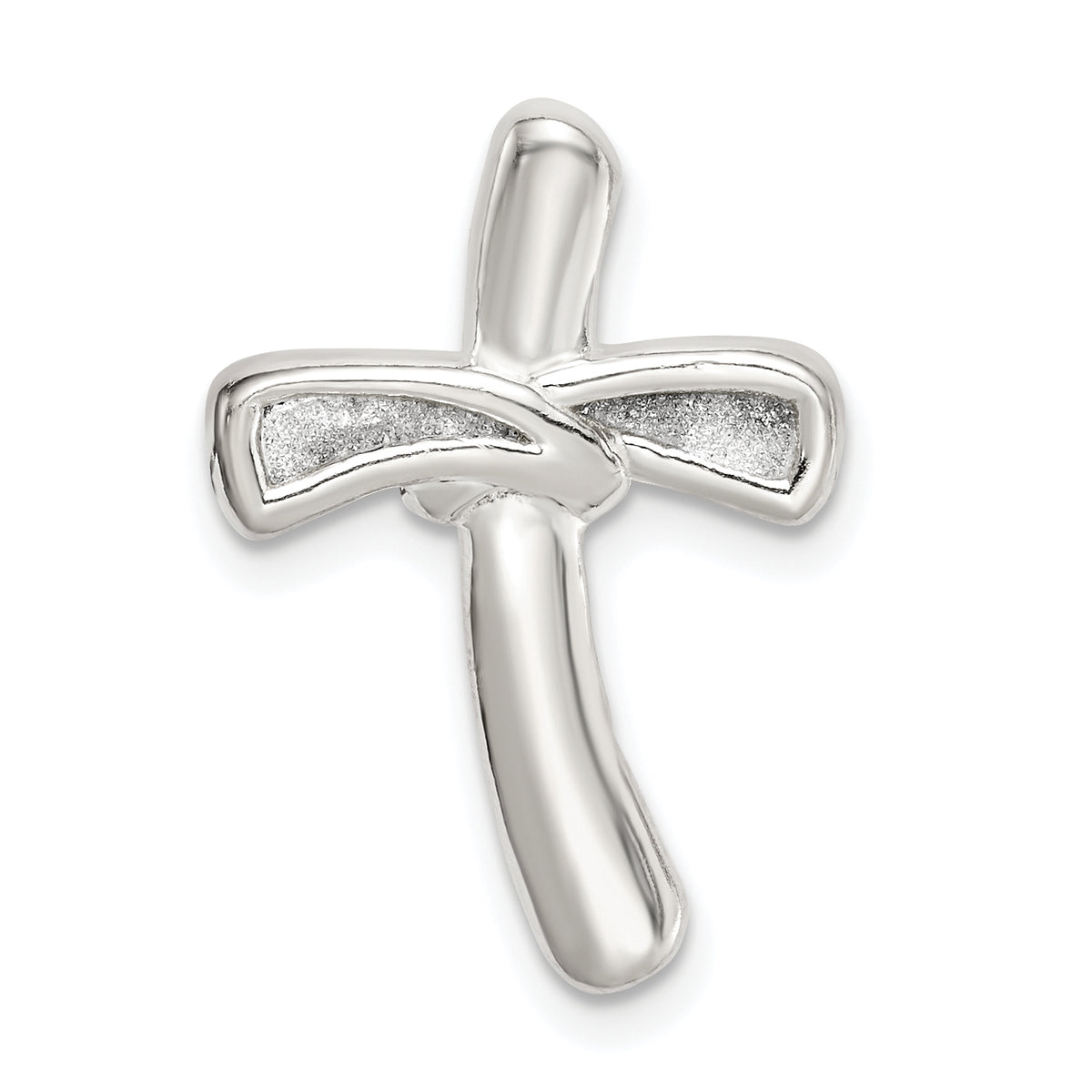 Sterling Silver Glitter Infused Cross Chain Slide