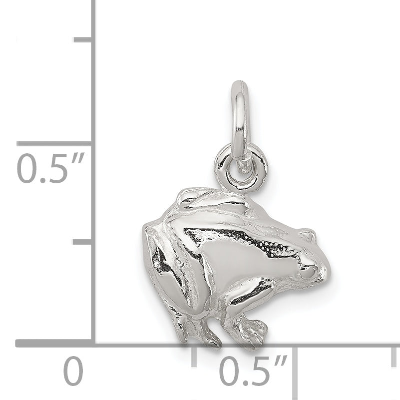 Sterling Silver 925 Frog Charm Polished Concave Design