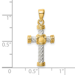 Sterling Silver & Gold Tone Twisted Cross Pendant