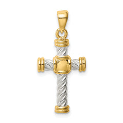 Sterling Silver & Gold Tone Twisted Cross Pendant