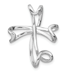 Sterling Silver Rhodium-plated Cross Chain Slide Pendant