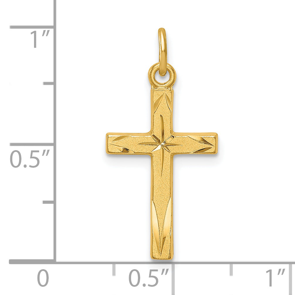 Sterling Silver Gold Tone Diamond-Cut Cross Pendant