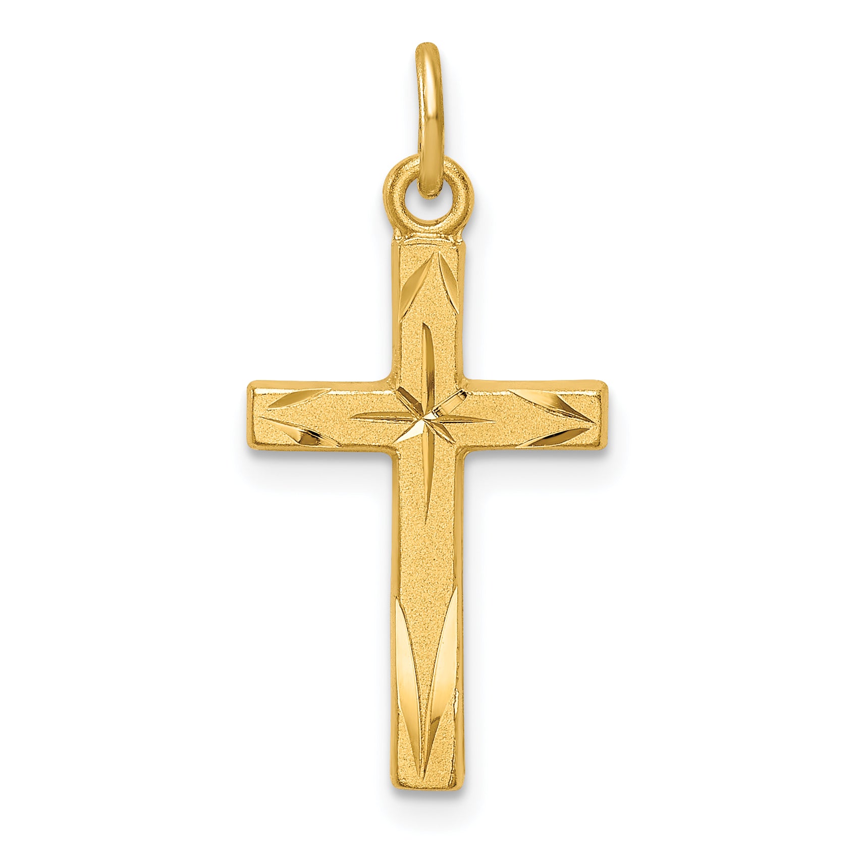 Sterling Silver Gold Tone Diamond-Cut Cross Pendant