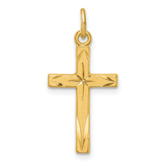 Sterling Silver Gold Tone Diamond-Cut Cross Pendant