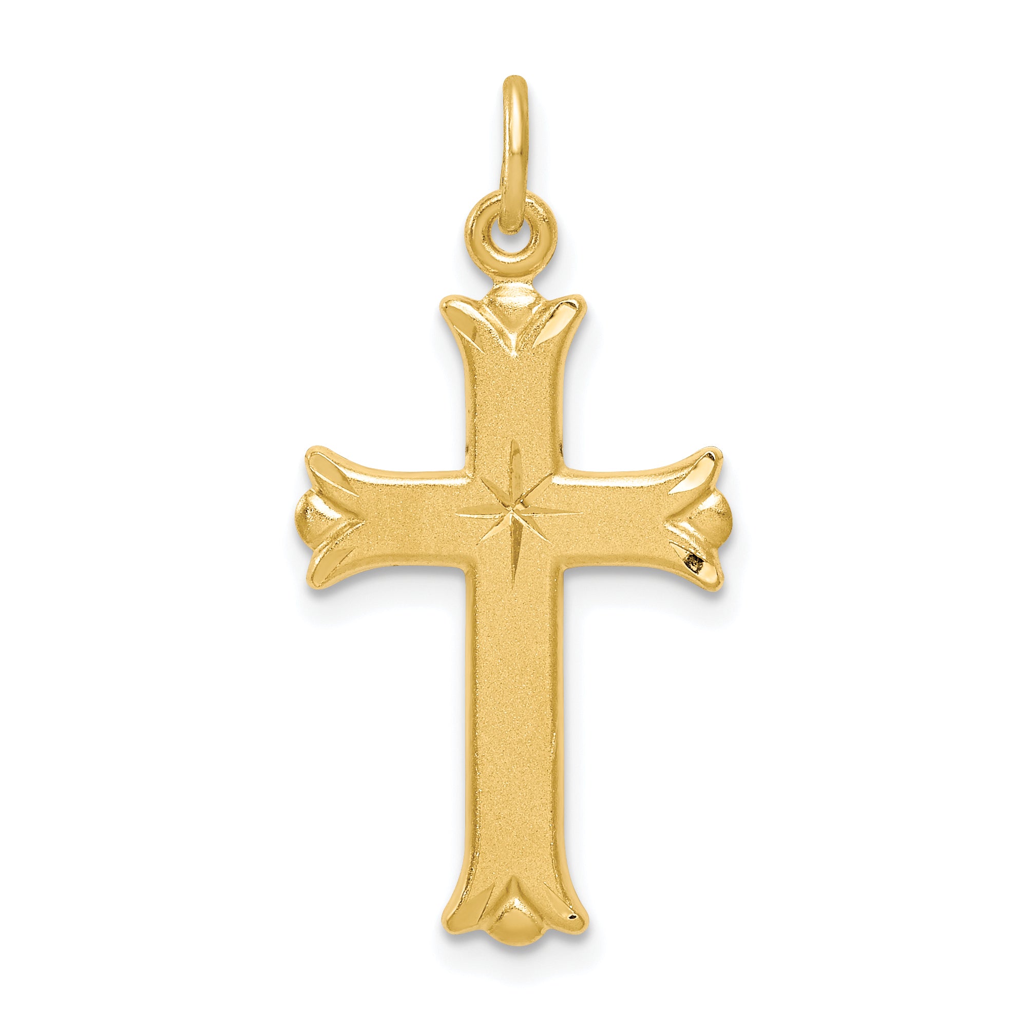 Sterling Silver Gold Tone Diamond-Cut Cross Pendant