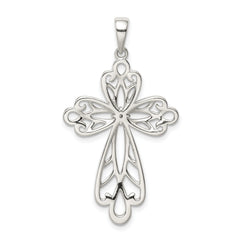 Sterling Silver Diamond & Diamond-cut Cross Pendant