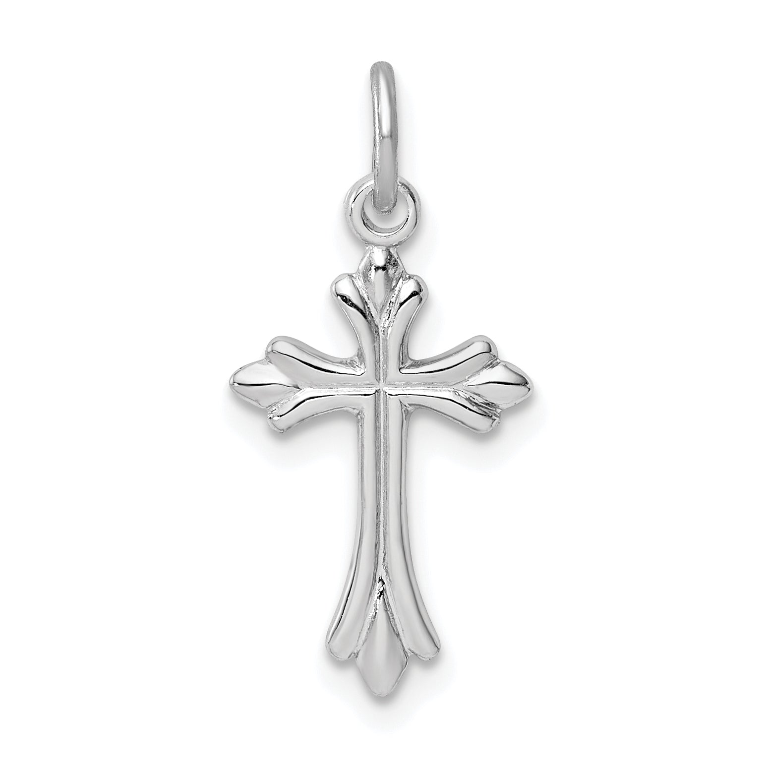 Sterling Silver Rhodium-plated Polished Cross Pendant