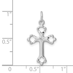 Sterling Silver Rhodium-plated Diamond-Cut Cross Pendant