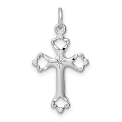 Sterling Silver Rhodium-plated Diamond-Cut Cross Pendant