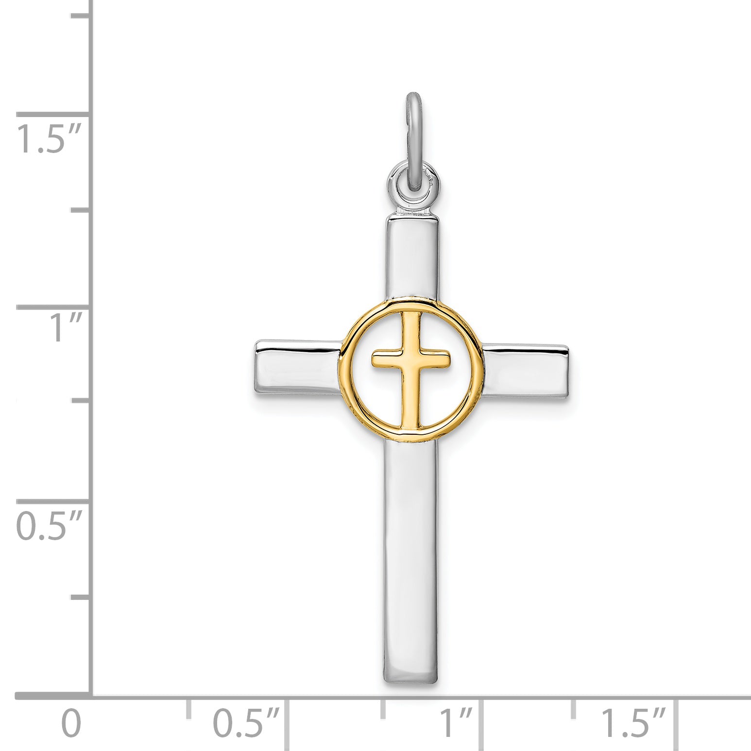 Sterling Silver Rhodium-plated & Gold Tone Cross Pendant