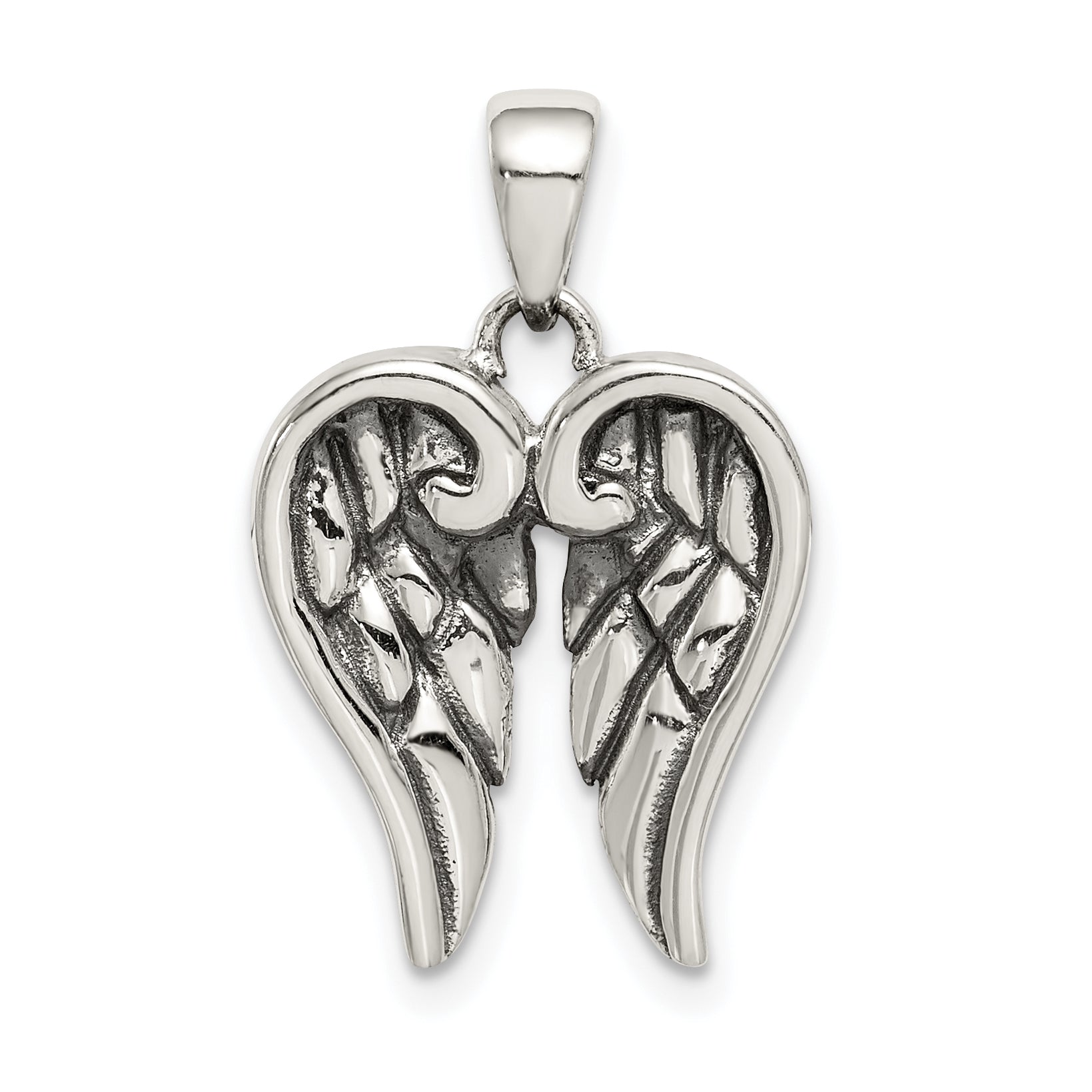 Sterling Silver Antiqued Wing Pendant