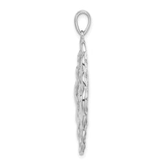 Sterling Silver Rhodium-plated Diamond-cut Angel Pendant