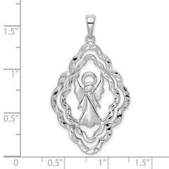 Sterling Silver Rhodium-plated Diamond-cut Angel Pendant