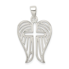 Sterling Silver Textured Wing Cross Pendant