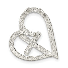 Sterling Silver Polished Cross Heart Chain Slide