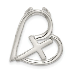 Sterling Silver Polished Cross Heart Chain Slide