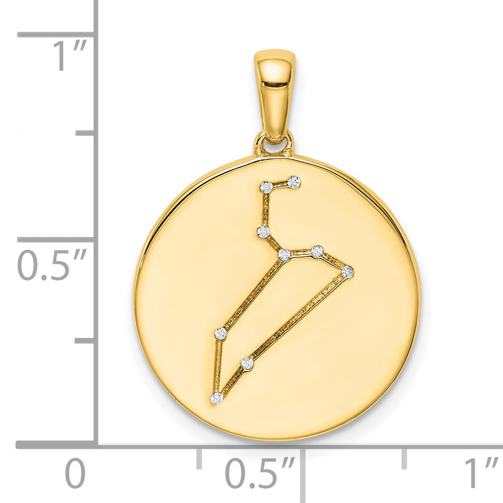 Sterling Silver Gold-plated & CZ Leo Zodiac Pendant