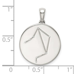 Sterling Silver Rhodium-plated & CZ Libra Zodiac Pendant