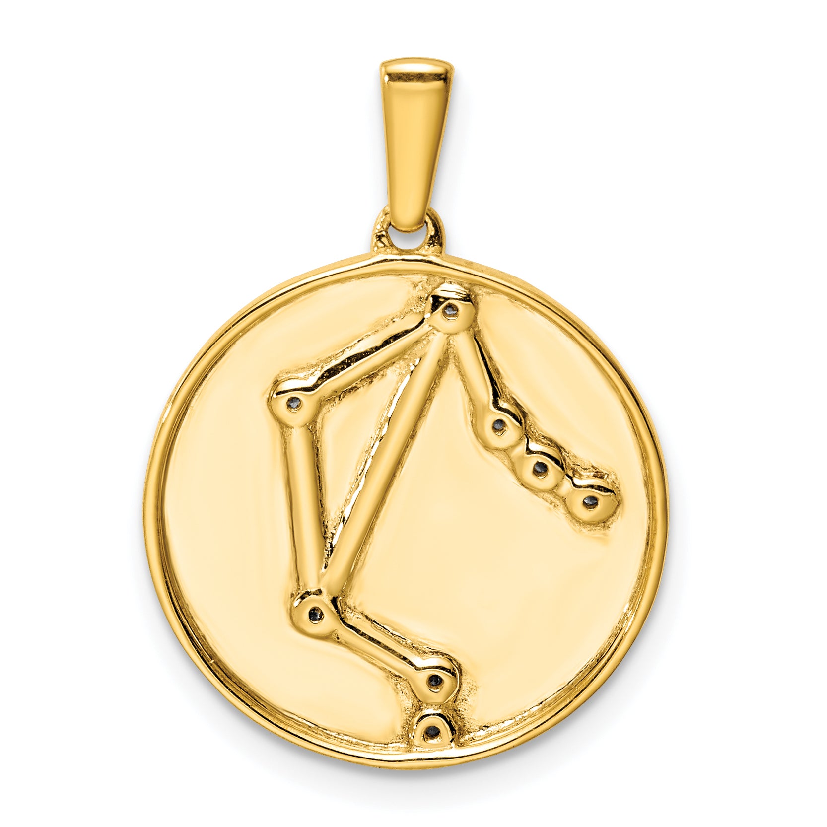 Sterling Silver Gold-plated & CZ Libra Zodiac Pendant