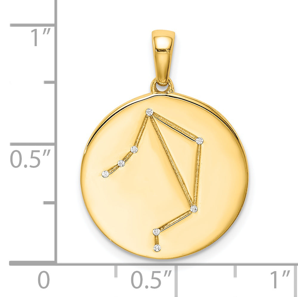 Sterling Silver Gold-plated & CZ Libra Zodiac Pendant