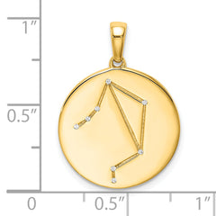 Sterling Silver Gold-plated & CZ Libra Zodiac Pendant