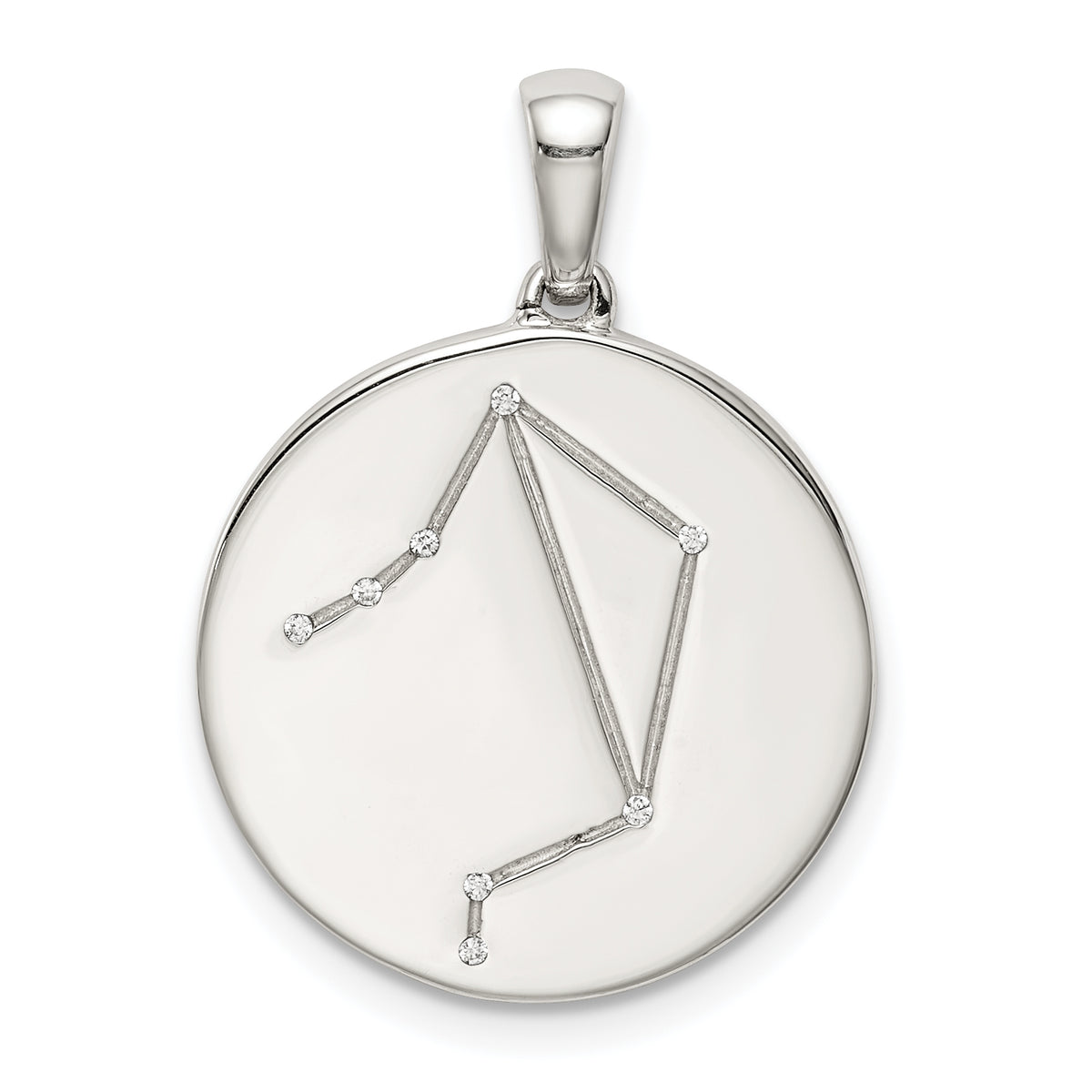 Sterling Silver Rhodium-plated & CZ Libra Zodiac Pendant