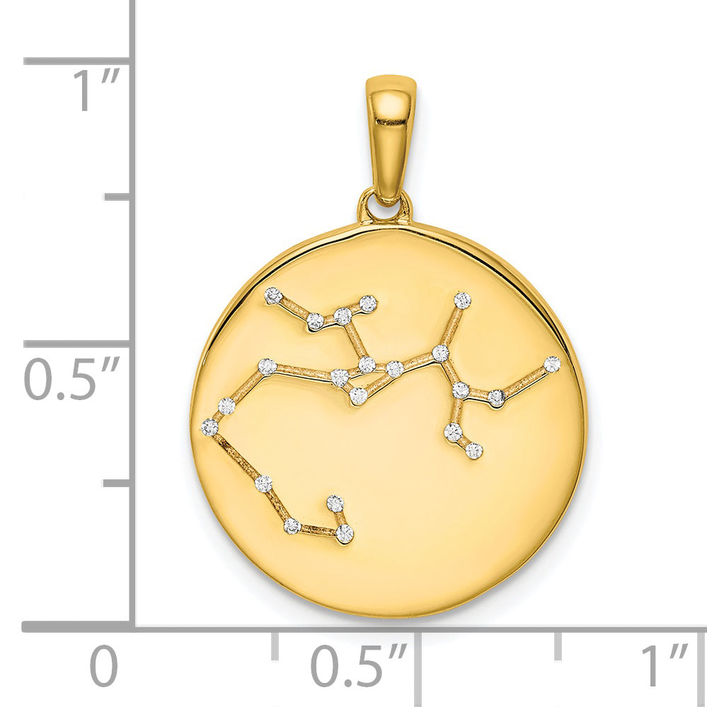 Sterling Silver Gold-plated & CZ Sagittarius Zodiac Pendant