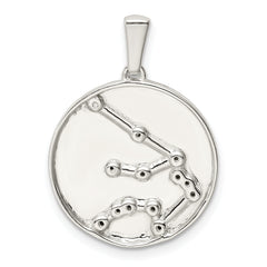 Sterling Silver Rhodium-plated & CZ Aquarius Zodiac Pendant