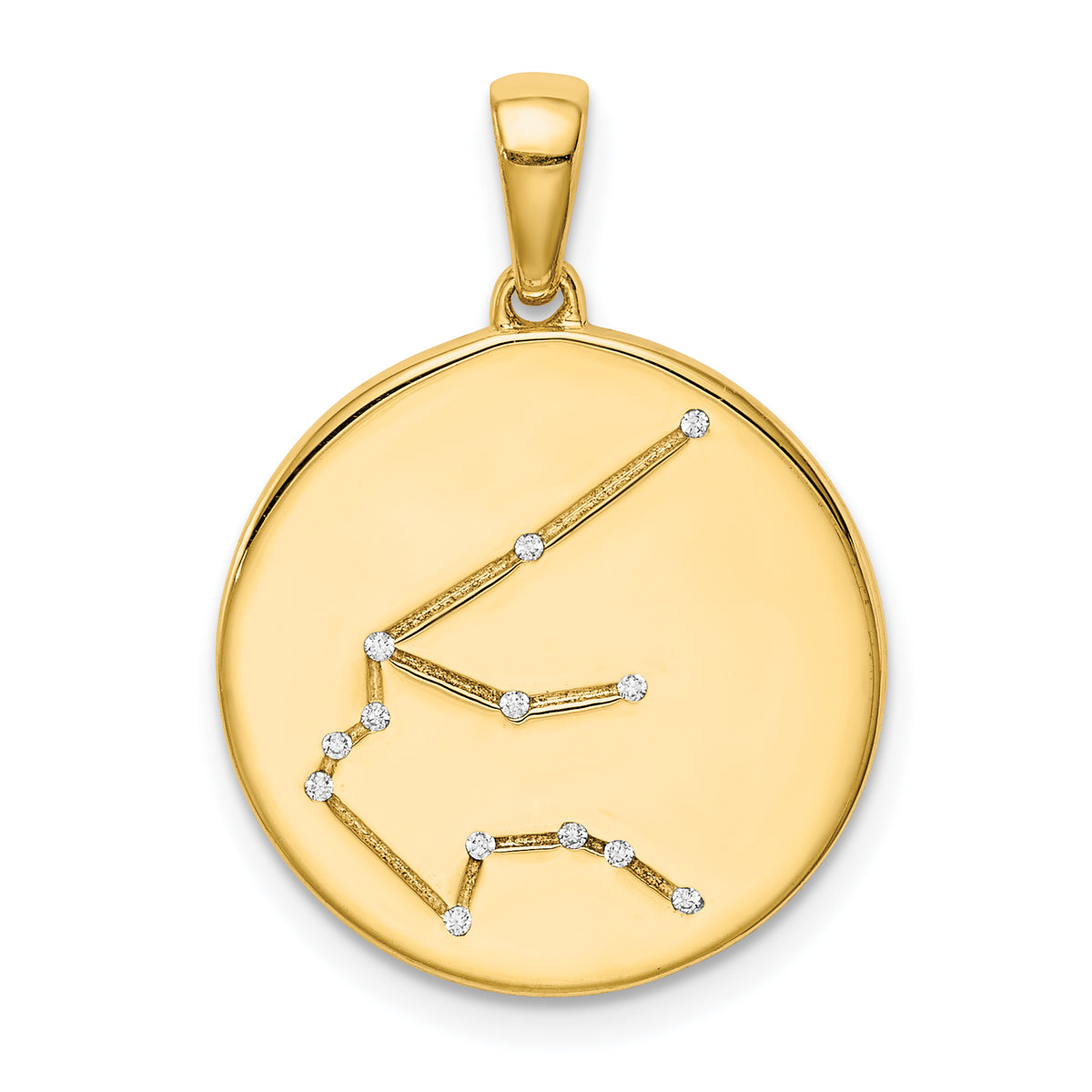 Sterling Silver Gold-plated & CZ Aquarius Zodiac Pendant