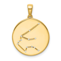 Sterling Silver Gold-plated & CZ Aquarius Zodiac Pendant