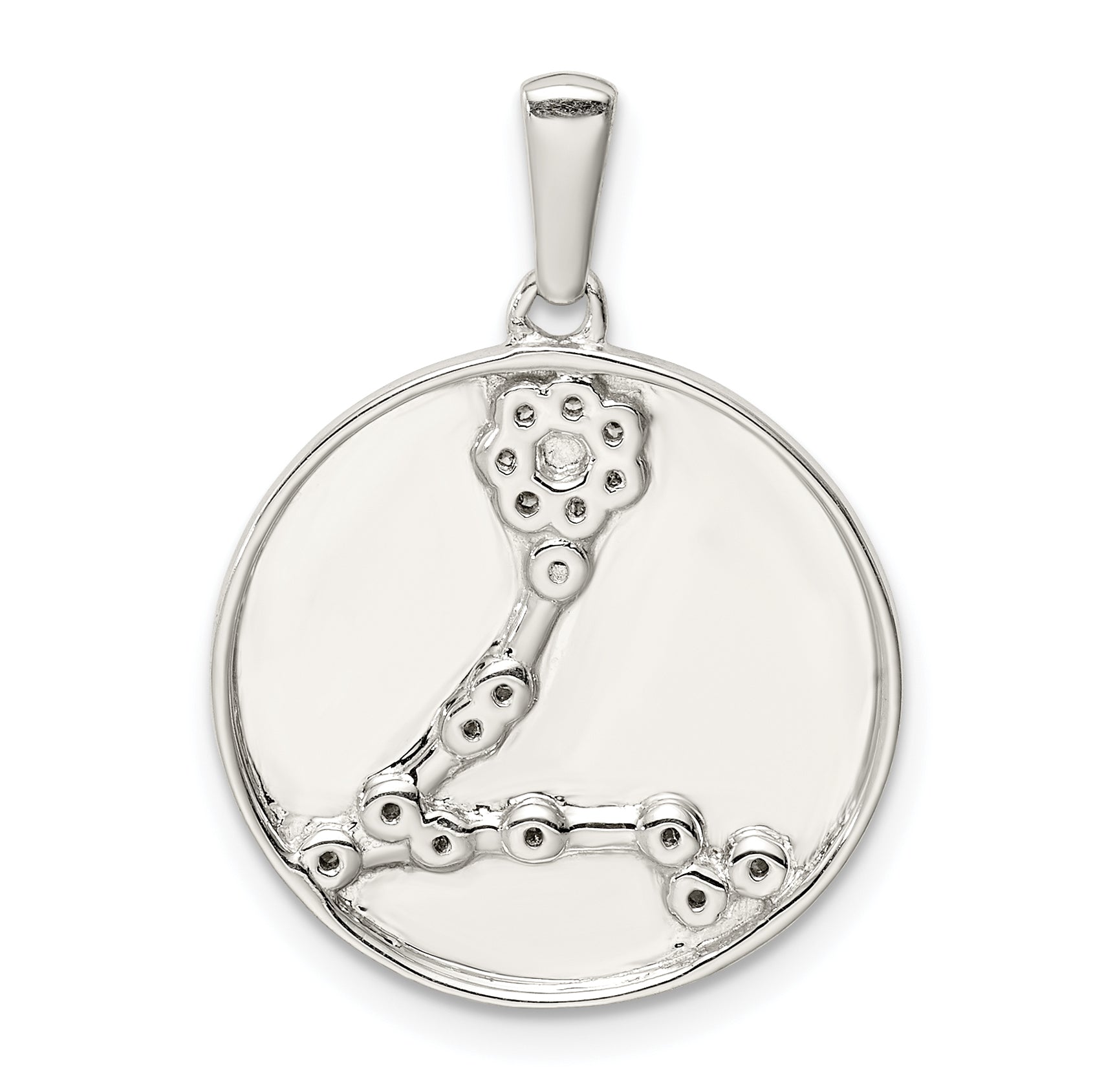 Sterling Silver Rhodium-plated & CZ Pisces Zodiac Pendant