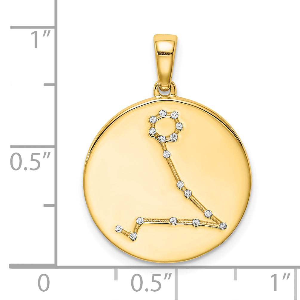 Sterling Silver Gold-plated & CZ Pisces Zodiac Pendant