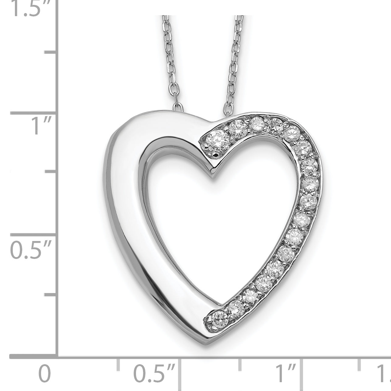 Sterling Silver Rhodium-plated CZ Heart Ash Holder 18in Necklace