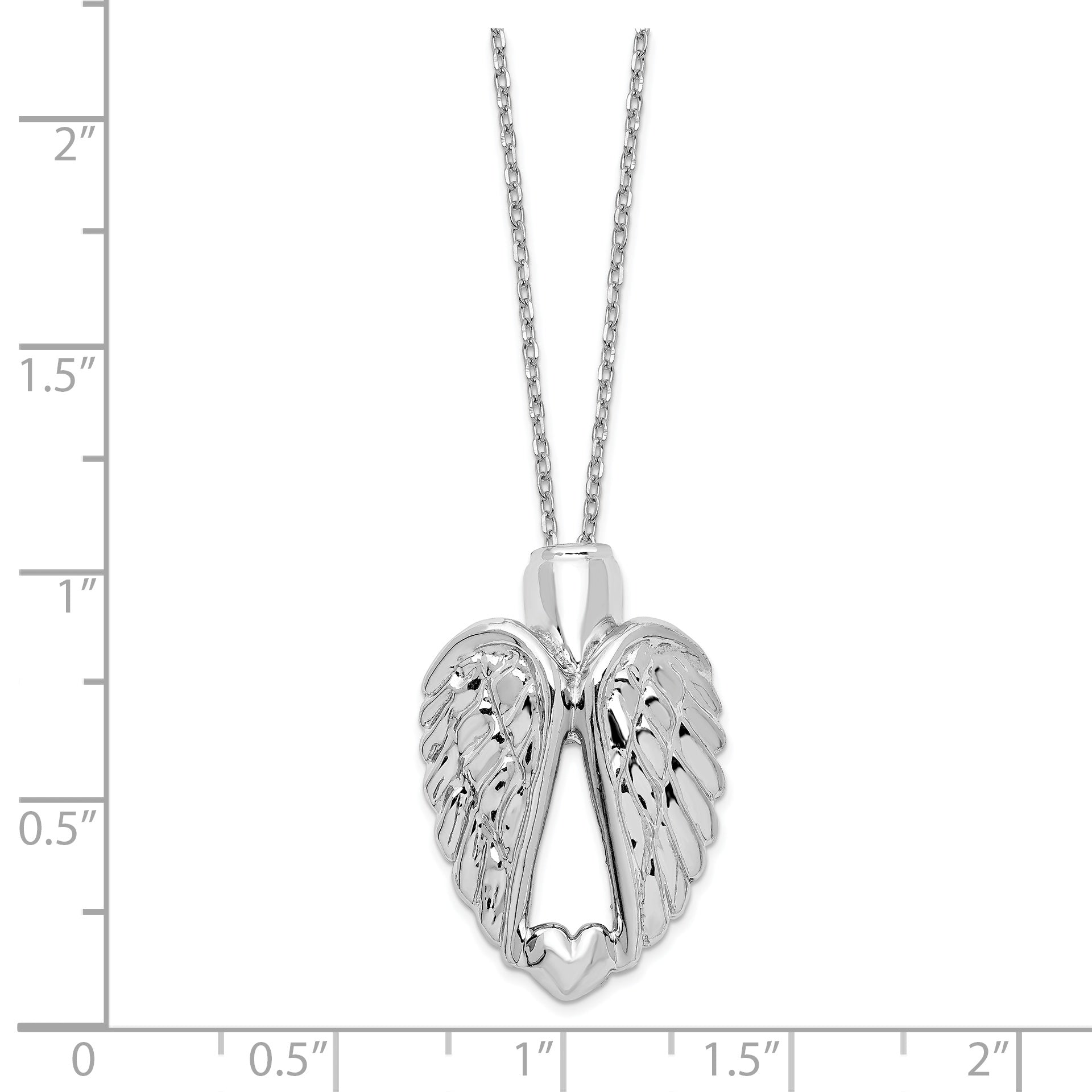 Sterling Silver Rhodium-plated Wings Ash Holder 18in Necklace