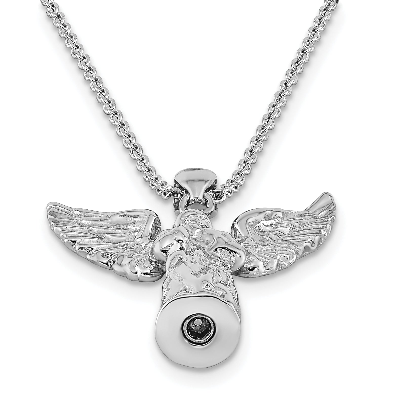 Sterling Silver Rhodium-plated Angel Ash Holder 18in Necklace