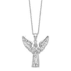 Sterling Silver Rhodium-plated Angel Ash Holder 18in Necklace